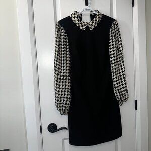 Tommy Hilfiger Houndstooth Collar & Sleeve Shift Dress - New Without Tags
